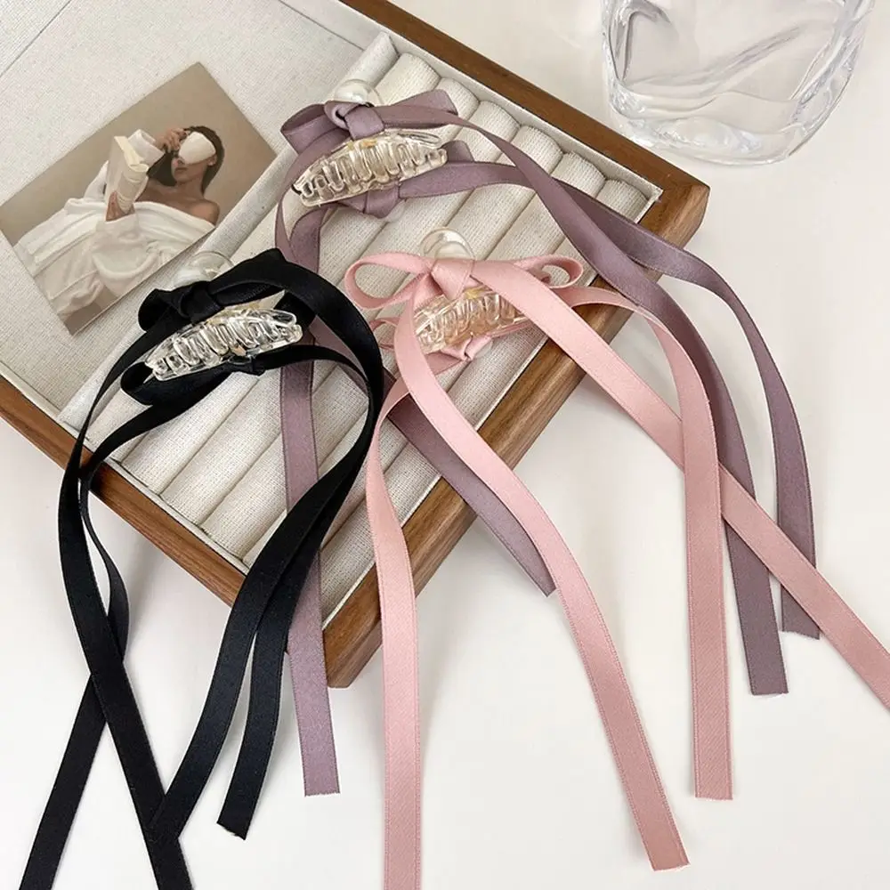 

Girls Hairpins Headdress Long Tassel Ponytail Holder Korean Hair Clips Ribbon Bow Bowknot Hair Claw Women Shark Clip