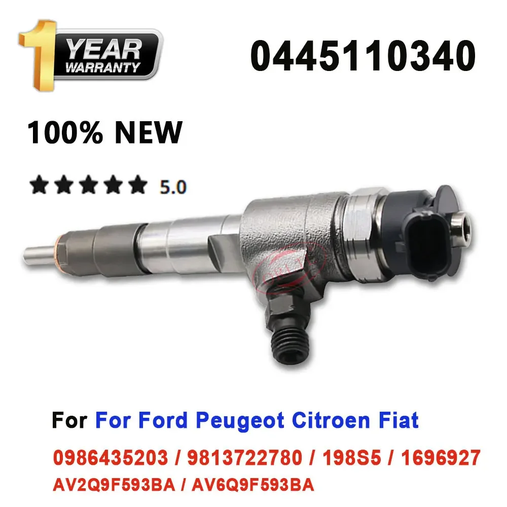 Фото 0445110340 9687069280 1980S5 Дизельная форсунка 0 445 110 340 для Ford Peugeot Citroen Fiat 1.6 TDCI HDI AV2Q9F593BA AV6Q9F593BA №1