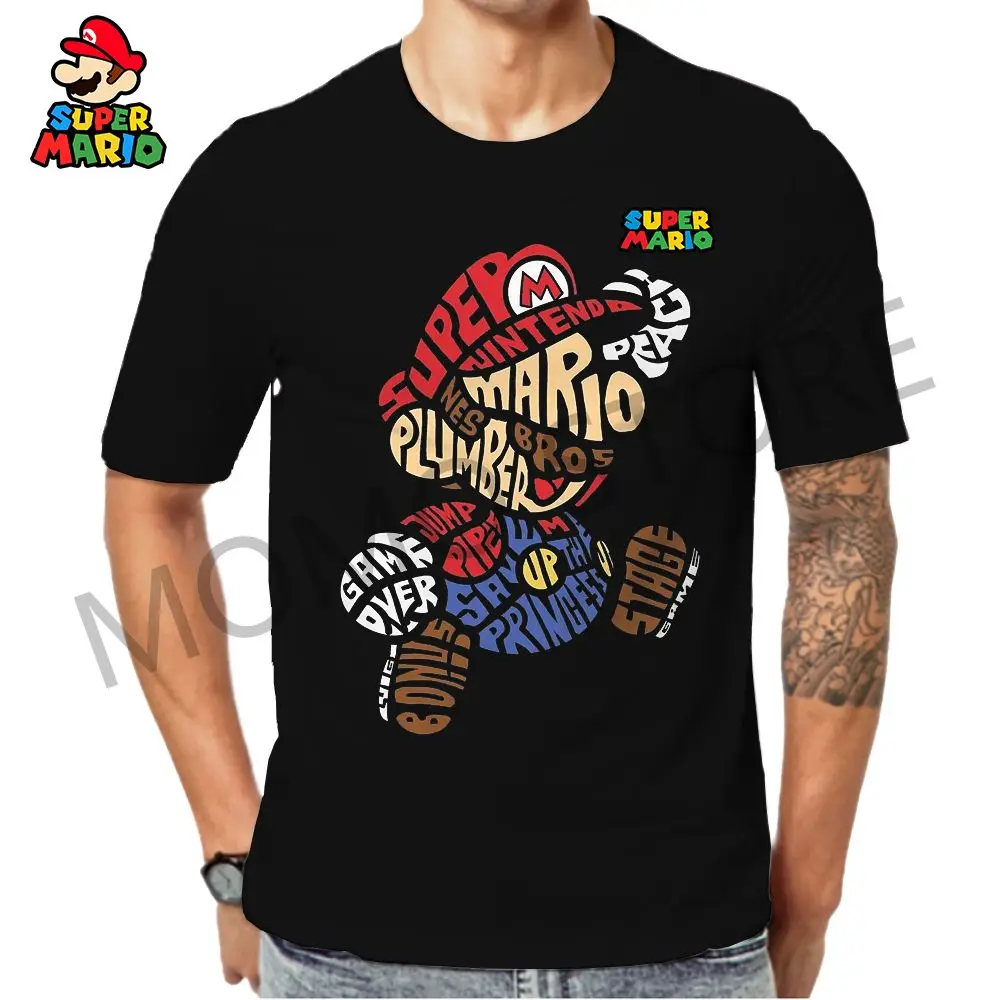 Летняя детская футболка в стиле Марио 2024 Мужская одежда для родителей и детей