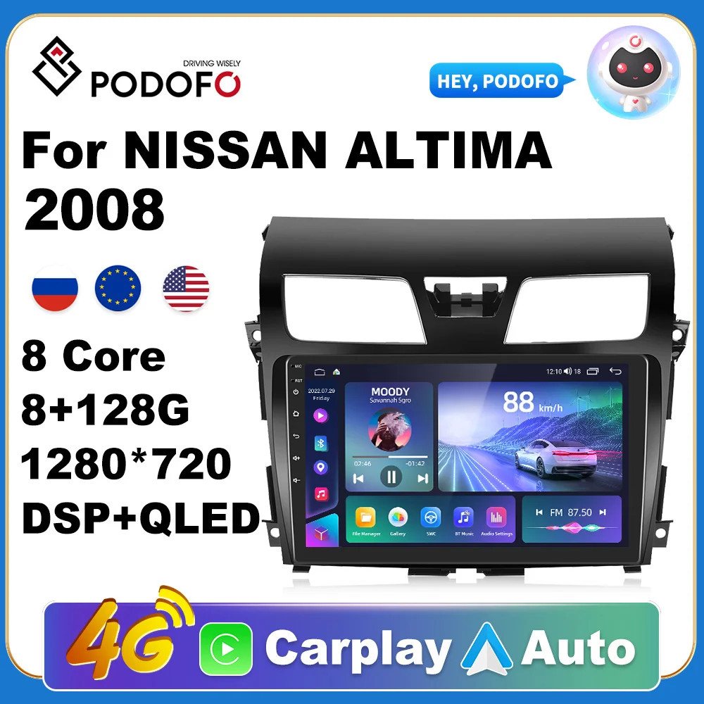 

Podofo Android 10 автомобильное радио для NISSAN ALTIMA 2013 Автомобильный мультимедийный видео плеер навигация GPS 2 din Apple Carplay AI Voice