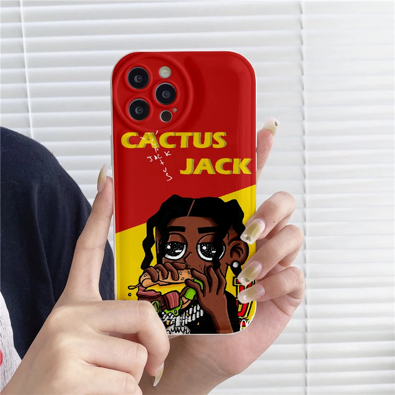 

Street Trend Culture Brand CACTUS JACK Back Air Cushion Phone Case For iPhone 11 12 Mini 13Pro 14Plus XSMax XR 8Plus Cover