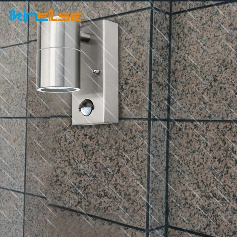 

Wall Movement Steel Light Down Bracket Motion Lamp Outdoor Wall Stainless Black Sensor Up Bulb Lamp Induction