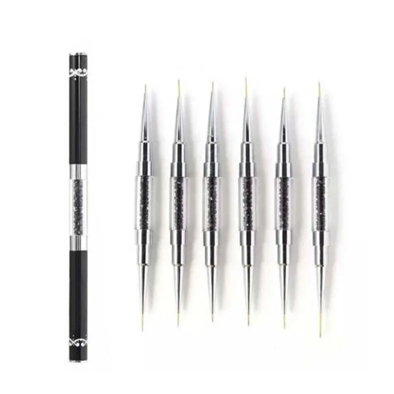 

Черная ручка с двойной хрустальной головкой, 9 мм и 11 мм, кисть для рисования, кисть для подводки, ручка для рисования, Гель-лак, искусственные кристаллы