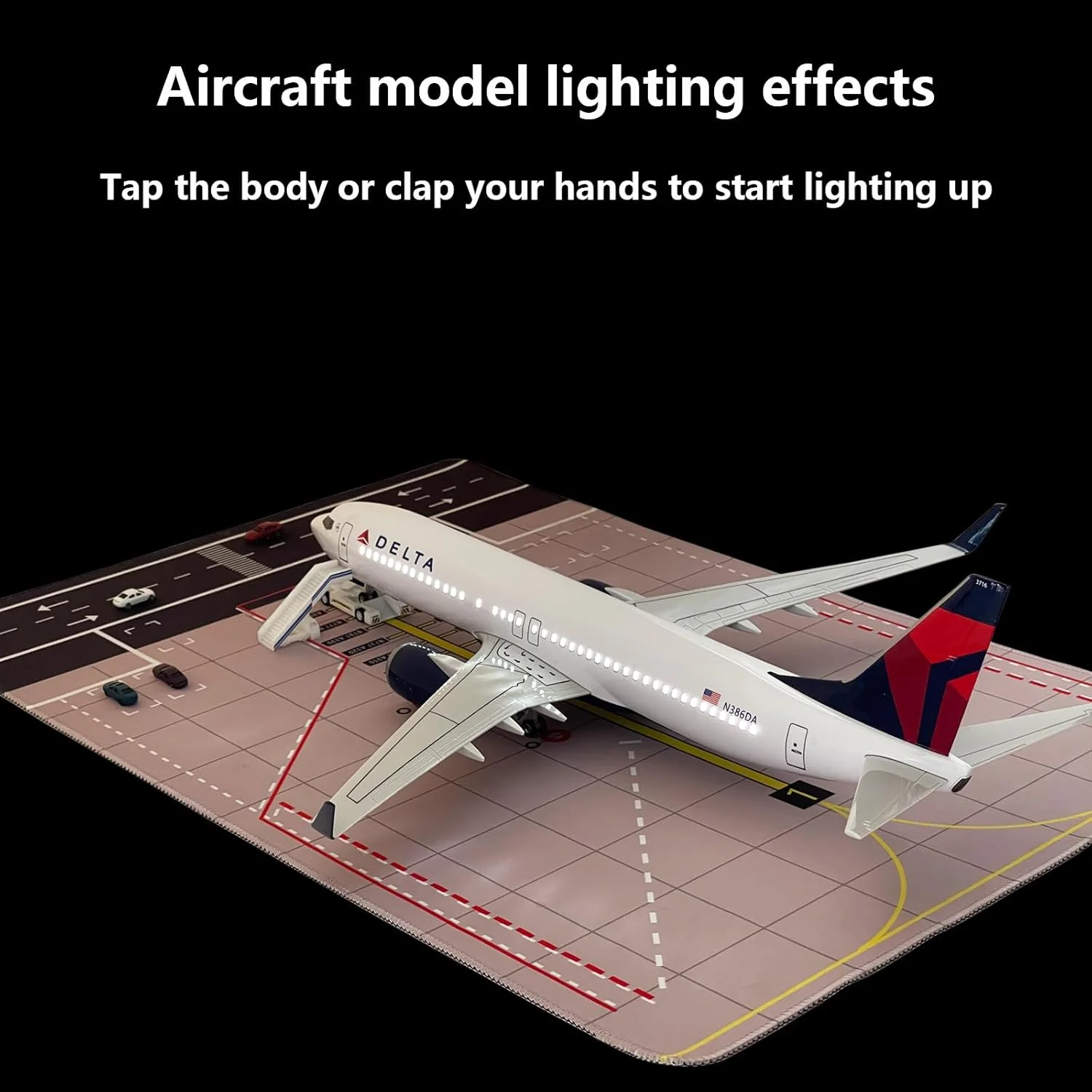 Delta Air Lines Airbus B737 Модель самолета 47 см масштаб 1:142 со светодиодной подсветкой на