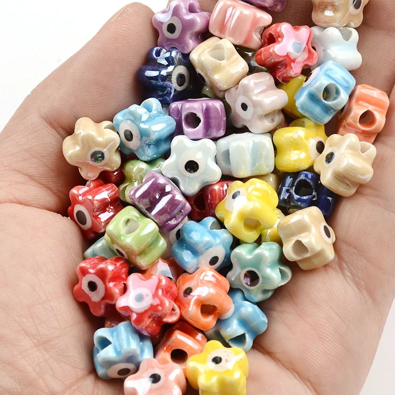 

11mm Star Shape Charms Evil Ceramic Beads Colorful Double Sided Eye Beads Beads for Jewelry Making Bracelet Necklace