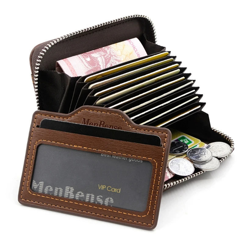 

Zipper Change Pocket Card Holder Coin Purse PU Leather Wallet for Women Men