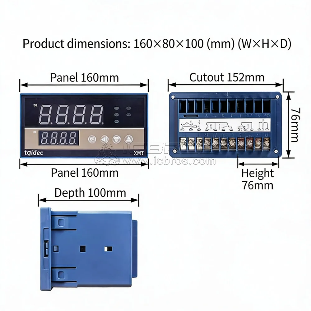 Фото XMT-8411 Интеллектуальный цифровой измеритель температуры с регулировкой PID 160*80 мм, умный цифровой дисплей, полный входной термостат 220 В №2