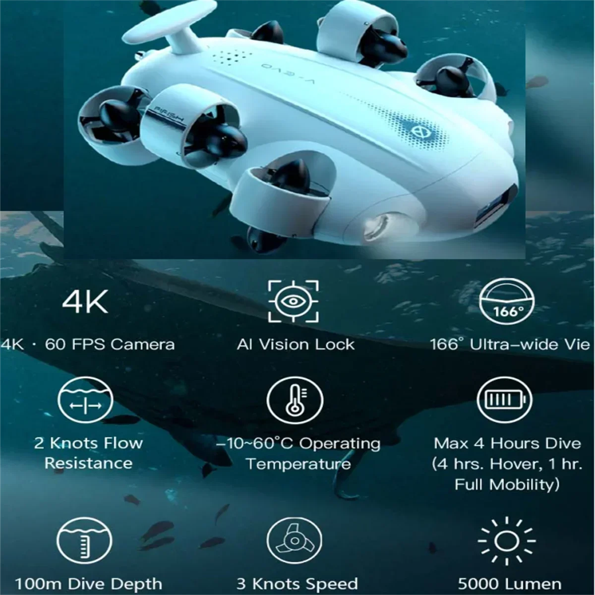 FIFISH V-EVO VR Подводный робот Rov для дайвинга 4K с захватной рукояткой