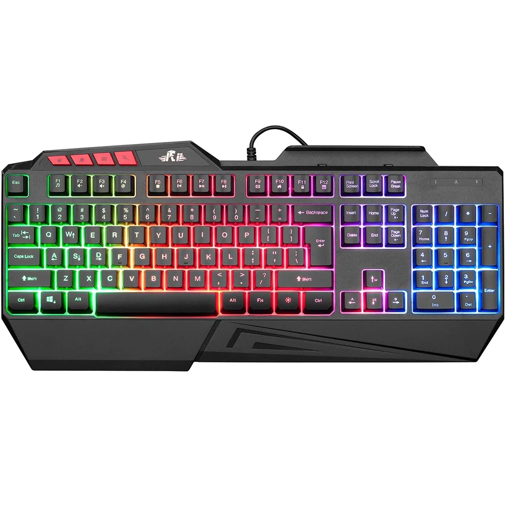 

Rii RK202 RGB LED Backlit USB Wired Gaming Keyboard,104 Keys Silent US Keyboard with Wrist Rest for Windows & Mac PC Gamers