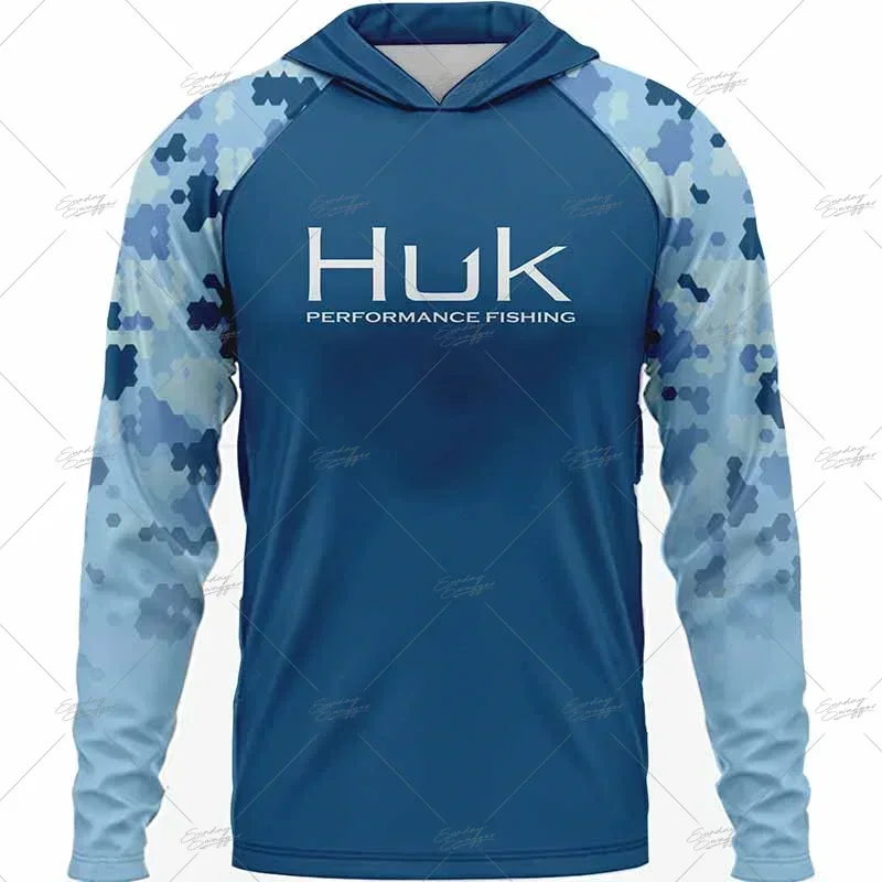 Фото HUK Men's Hood Fishing Shirt Long Sleeve Fishing Clothing Fishing T Shirt Uv Protection Slmms Ropa Pesca Chaquetas №3