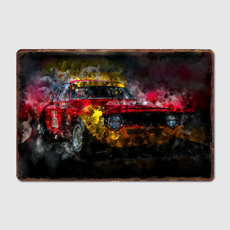 

Alfa 1600 GTA At Night Metal Plaque Poster Club Custom Wall Decor Club Bar Tin Sign Poster Room Decor