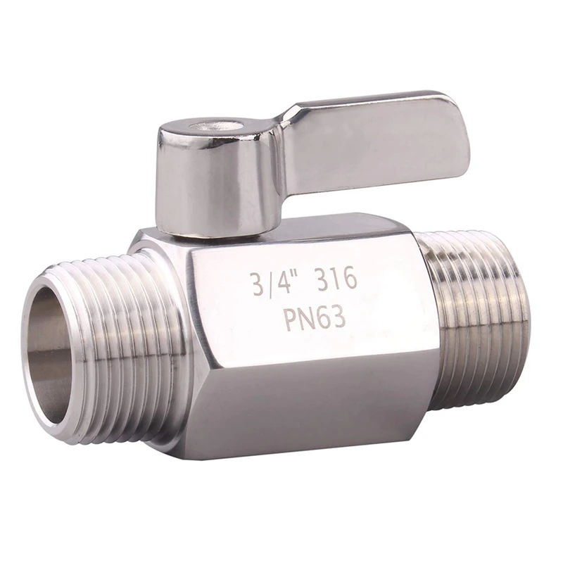 

316 Stainless Steel Ball Valve 3/4 Inch NPT Thread Male Small Mini Ball Valve Water Flow Regulator Head Control Valve