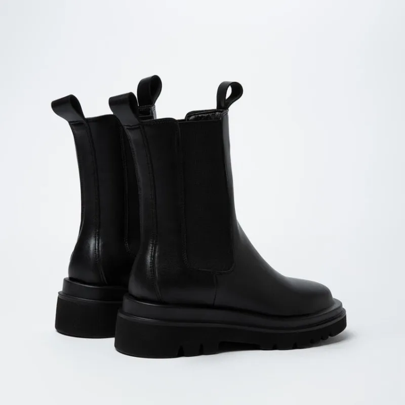 winter The New fashion Round head Elasticity boots black student Casual Comfortable Thick heel Women boots size 34-42