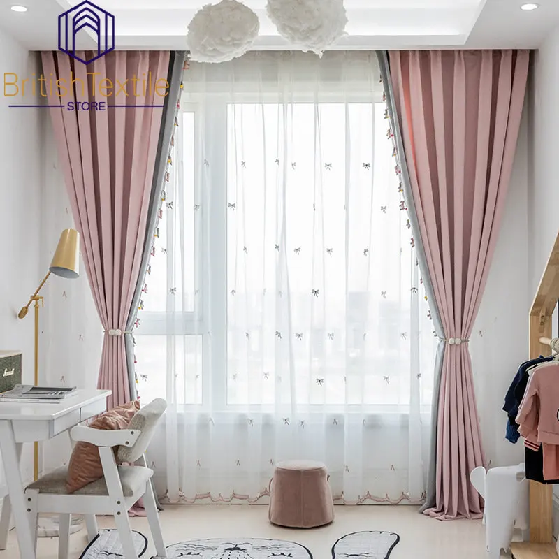 Современные занавески для гостиной столовой спальни вельветовые розовые и серые