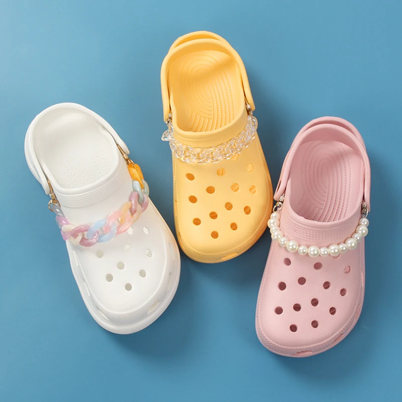 Single Sale Chain Croc Shoes Charms Gold Rose gum-mounted Accessories  For Croc Clogs Shoe Decorations Woman Kids Gifts