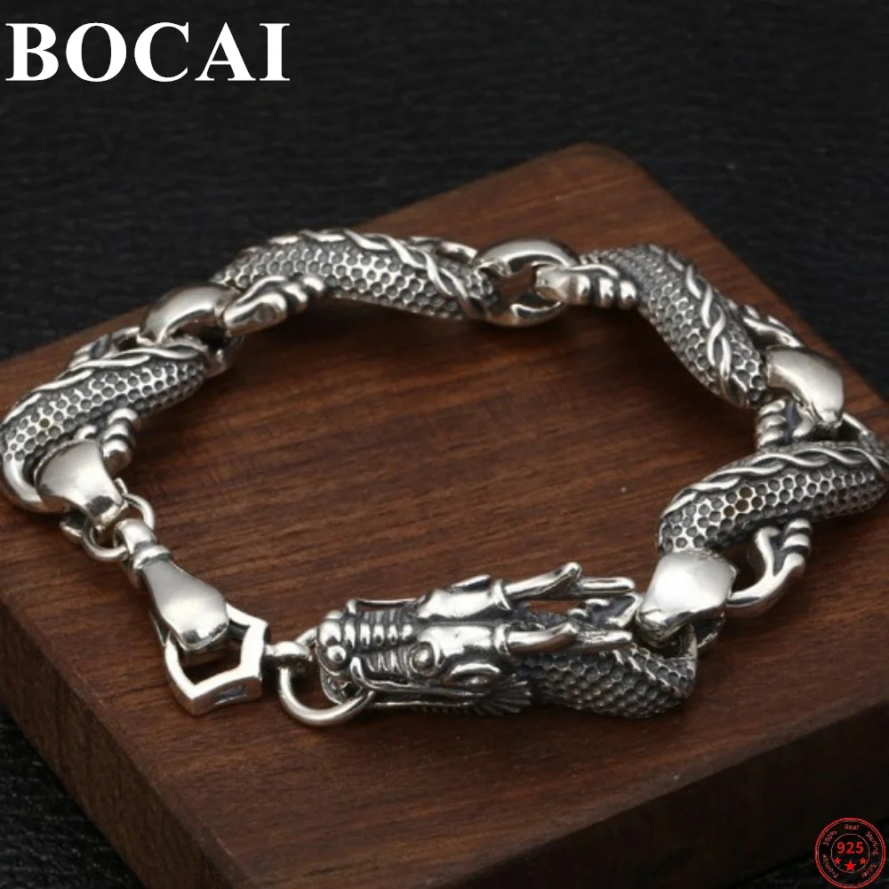 

Мужской креативный браслет из серебра 2022 пробы с летающим драконом