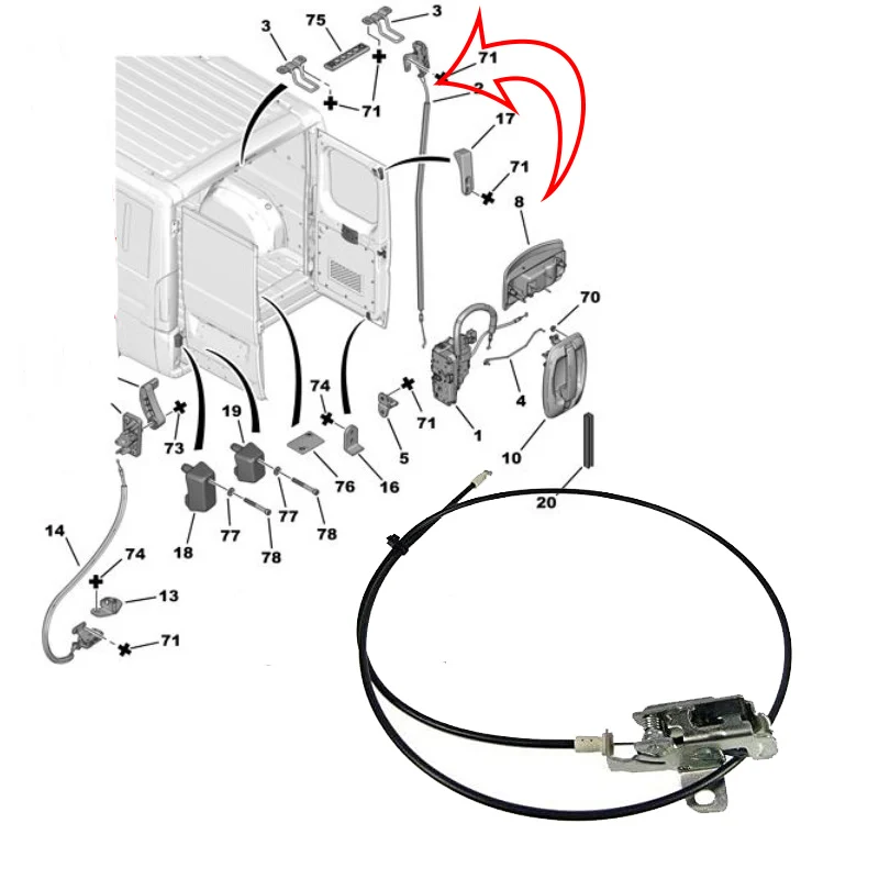 Подходит для Fiat Ducato Peugeot Boxer Citroen реле задняя короткая дверь верхняя правая с