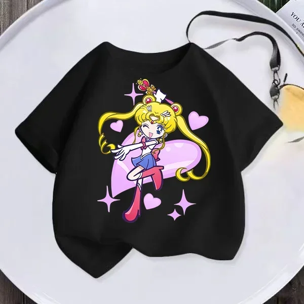 Летняя Детская Футболка В Стиле Аниме Сейлор Мун Для Девочек