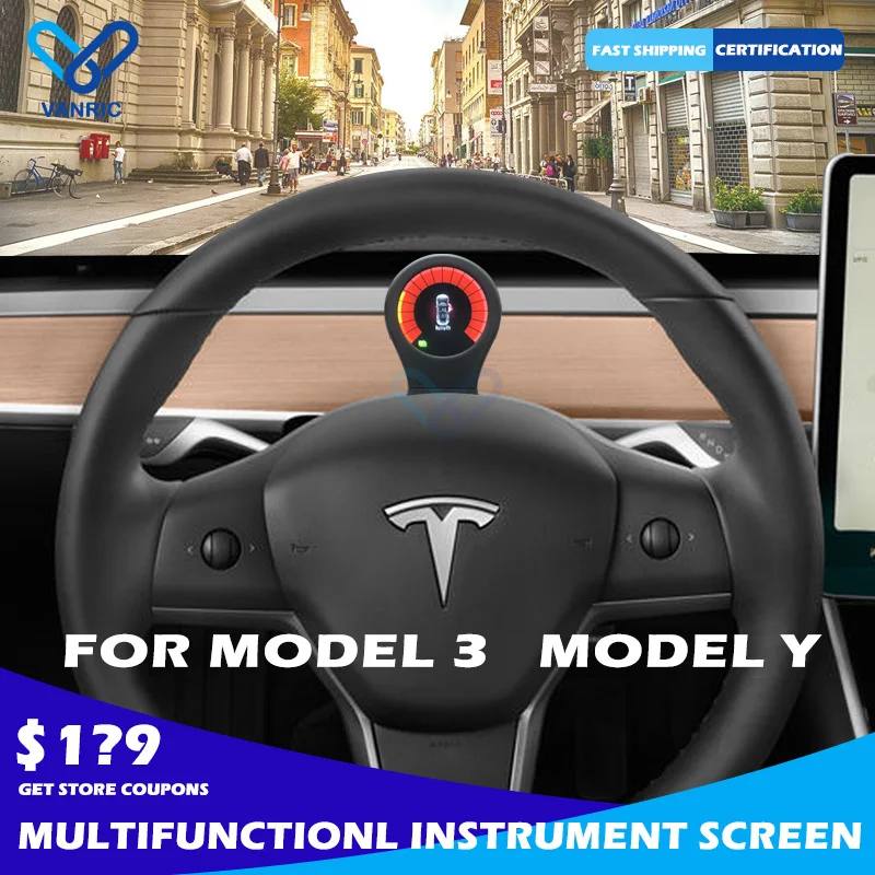 

Vanric for Tesla Model 3 Model Y Car Instrument Cluster Retrofit Multimedia Digital LCD Dashboard Head-up Display Speedmeter