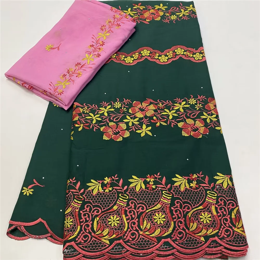 

African Women Lace Fabrics High Quality 7Yards/set Tulle Skin Cotton Swiss Voile Lace In Switzerland With Head clothing CT1384