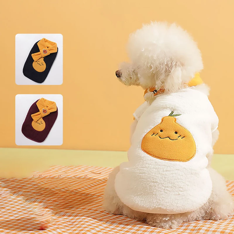 

Cute Pet Dog Clothes Small Dogs Vest Autumn Winter Warm Dog Clothing For Puppy Kitten Dog Costume With Neckerchief Teddy Bichon
