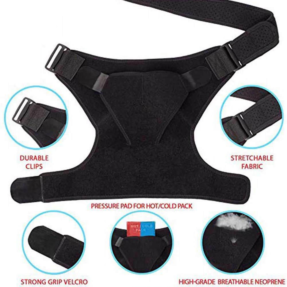 

Neoprene Relieve Pain Effective Sport Breathable Stretch Black Bandage Adjustable Protector Single Brace Shoulder Support Strap