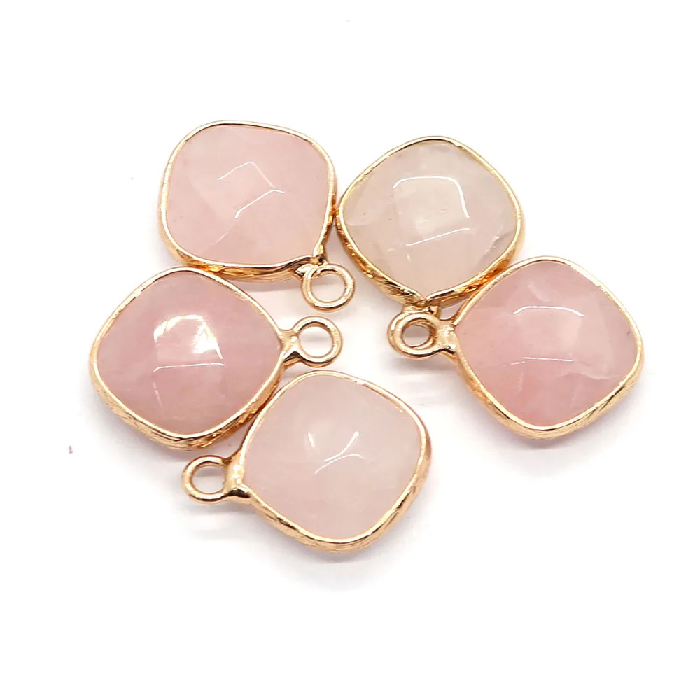 

2pcs Classic Natural Stone Irregular Green Aventurine Pendant Amethyst Pink Crystal Jewelry Elegant Ladies DIY Necklace Bracelet