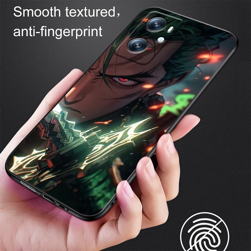 Zoro Аниме One Piece мультфильм для OPPO Find X6 X5 X3 A54S A5 A94 A16 A53S A57 A74 A72 A98 A78 A96 A9 5G черный мягкий