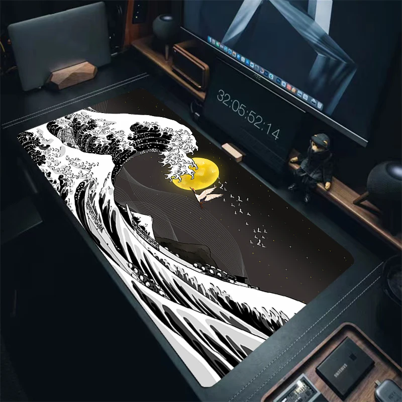 Волнистый коврик для мыши, коврик для мыши в форме рыбы, игровой коврик 900x400 мм, белые Нескользящие коврики большого размера, резиновые коврики для компьютерных мышек Carpert, игровой коврик