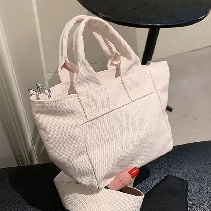 Women Canvas Shoulder messenger Bag 2022 Casual Shopping Bags Students Book Bag Cotton Cloth Handbags small cute Tote For Girls