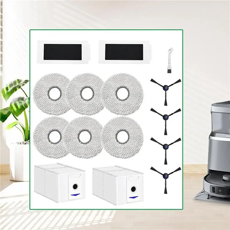 Фото Набор запасных частей M12K-3 для робота-пылесоса ECOVACS DEEBOT T30 Pro Omni: салфетки, мешки для пыли, боковые щетки, фильтры №2