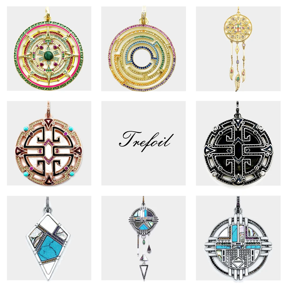 

Pendants Amulets Maze Dreamcatcher Sun Symbol Ornaments Fit Necklace 925 Sterling Silver Golden Women Jewelry Ethnic Gift