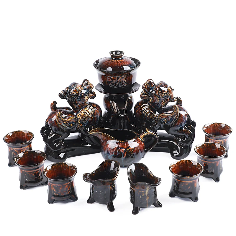 

Kung Fu Semi-automatic Teaware Set Anti-Scald Lazy Man Stone Mill Tea Set Household Tea Cup Gift Box