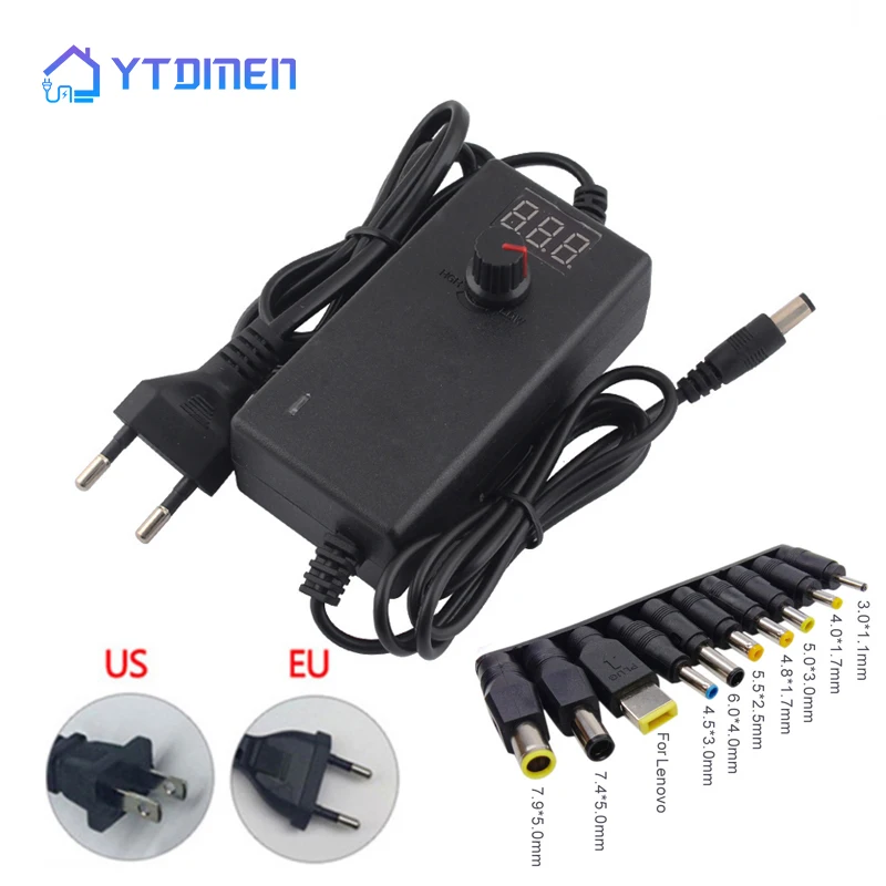 

Adjustable Power Adapter AC To DC 3V-12V 3V-24V 9V-24V With Universal Supply Display Screen 12V 1A 2A Switching Charger Adapter