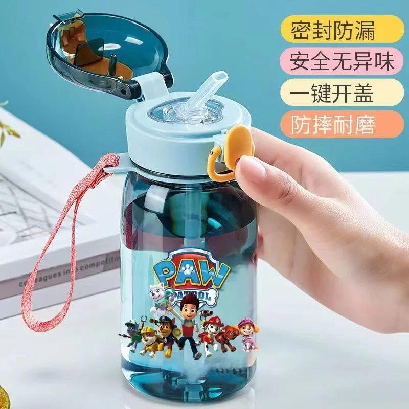 

400ML Paw patrol Sports Water Bottle with Straw Portable Water Bottles Fitness Bike Cup Summer Outdoor Cold Water Jug Gifts