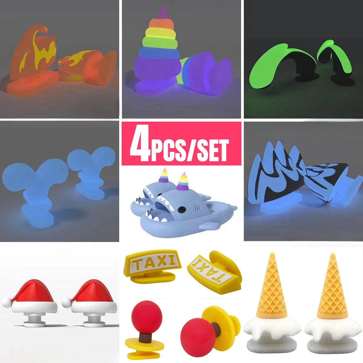 4 шт./компл. детские тапочки со съемными ластами светящиеся в темноте летние обувь