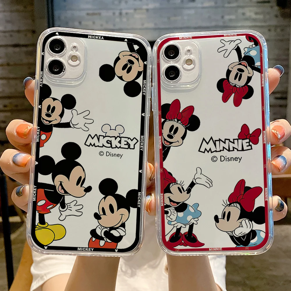 Mickey Disney Phone Case For iPhone 11 12 13 14 Pro Max 12 13 Mini X XR XS MAX SE2020 7 8 6s Plus Luxury Transparent Creativity