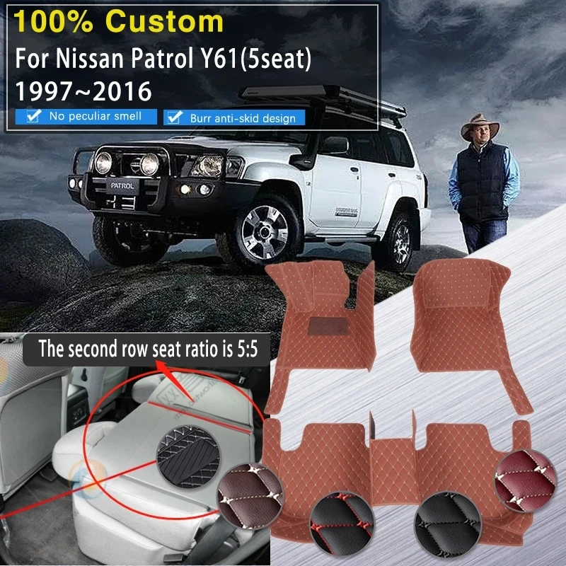 

Car Floor Mats For Nissan Patrol Safari Patorōru Y61 1997~2016 5 Seater Anti-dirty Carpets 2rd Row Seat Ratio 5:5 Accessories