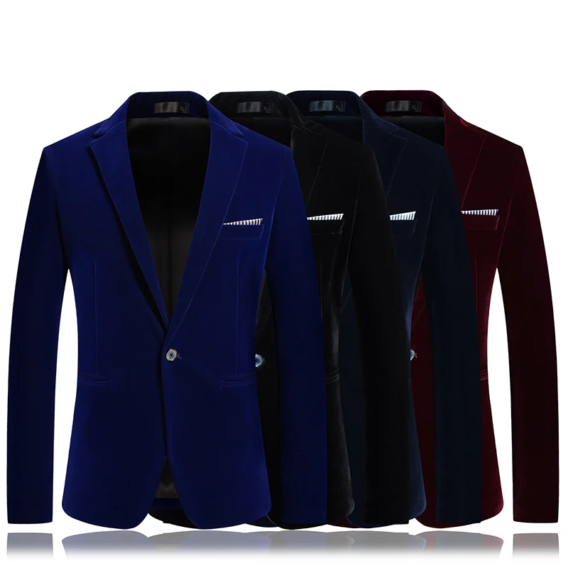 

Men's suit jacket Korean version of casual fashion business slim handsome after the sun bifurcated canary velvet suit