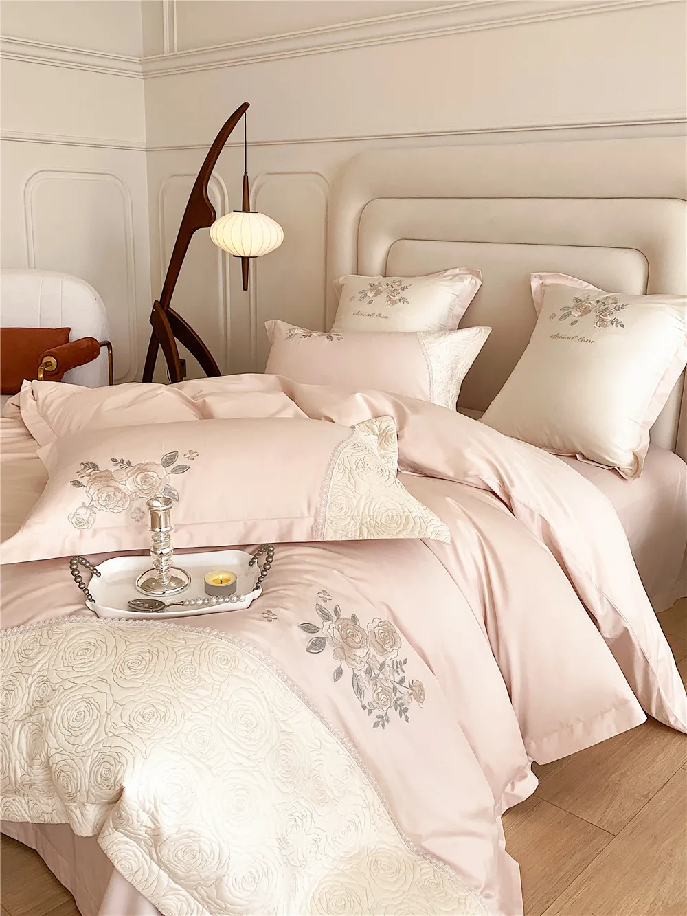 

Australian Cotton Elegant Girl Pure Cotton Rose Embroidery Double Floral Duvet Cover Bed Sheet