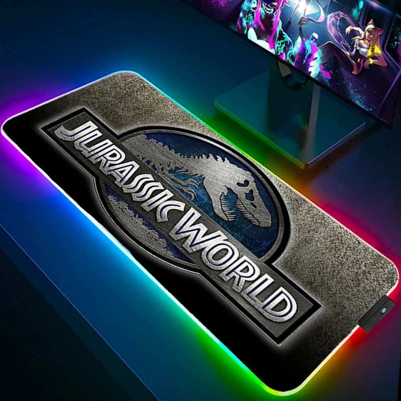 

Игровая мышь «Парк Юрского периода» аниме-пэд Mausepad Rgb, популярный большой игровой компьютерный коврик для мыши с подсветкой, аксессуары для ...