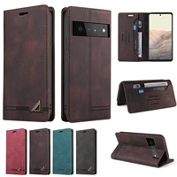 luxury wallet anti theft brush phone bags for google pixel 6 pro 5a 4a flip leather shockproof stand cover on for pixel 6 5 case
