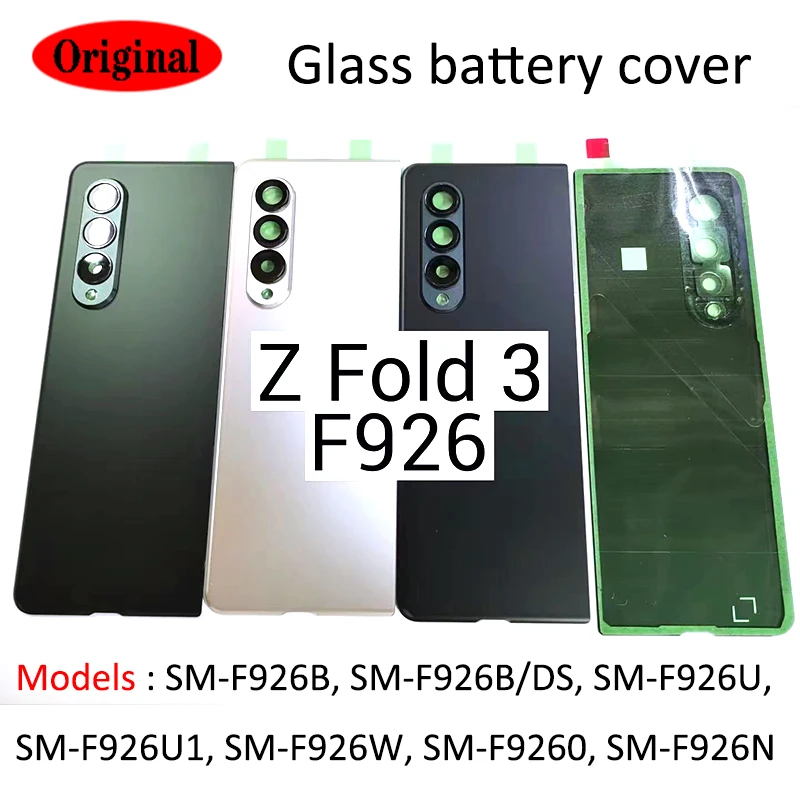 

Original For Samsung Galaxy Z Fold3 5G Z Fold 3 F926 F926B F926U Back Rear Glass Battery Cover Housing Replacement + Camera Lens