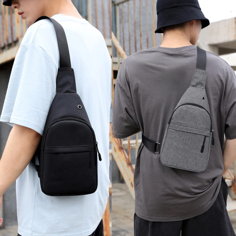 

Hole With Pack Men's Earphones Charging Women Bag Chest Bag Crossbody Cable Travel Shoulder Backpack Bags Messenger Chest