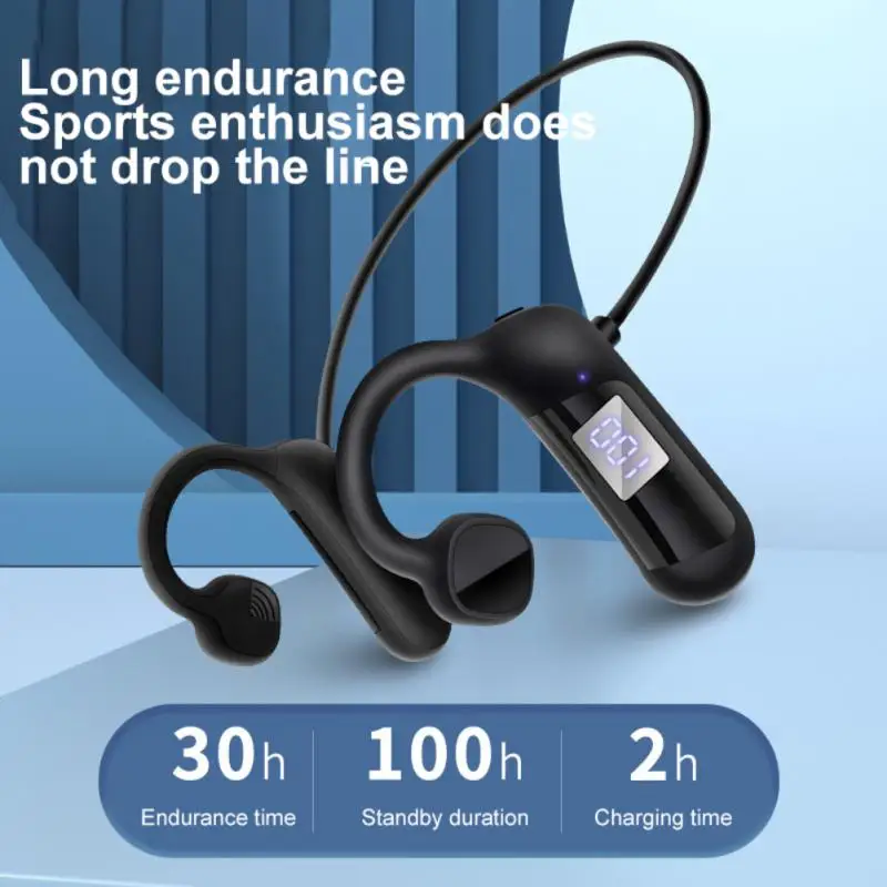 

Not In-ear Waterproof Bone Conduction Bluetooth Headset Music Earphone Digital Power Display Support Tf Card Wireless Headphone