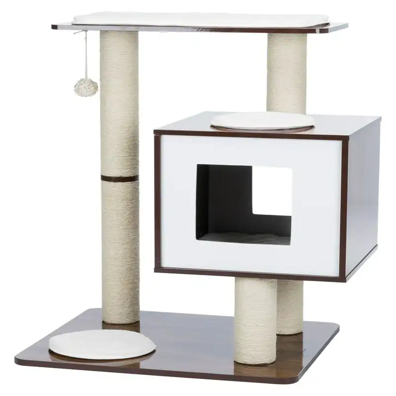 

Wooden & Sisal 2-Level 31" Cat Tree with Scratching Posts & Condo, Brown