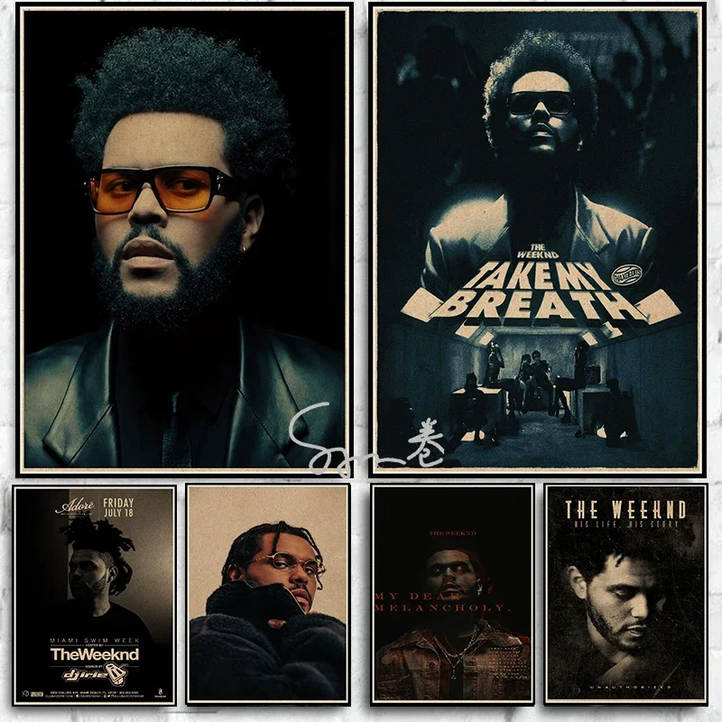 Рэп-рэпер The Weeknd Wiken Плакаты Печать на холсте Хип-хоп Настенный декор Качество HD