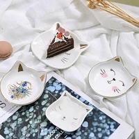 cartoon cat ceramic plate ins nordic style jewelry storage decoration tray japanese personalized candy dessert snack dishes