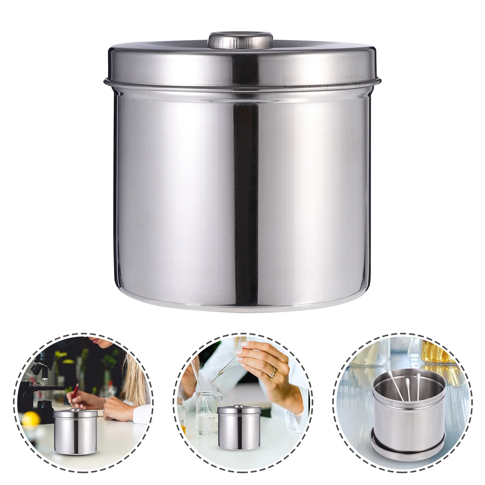 

1Pc Stainless Steel Ointment Jar Box Gauze Container with Lid
