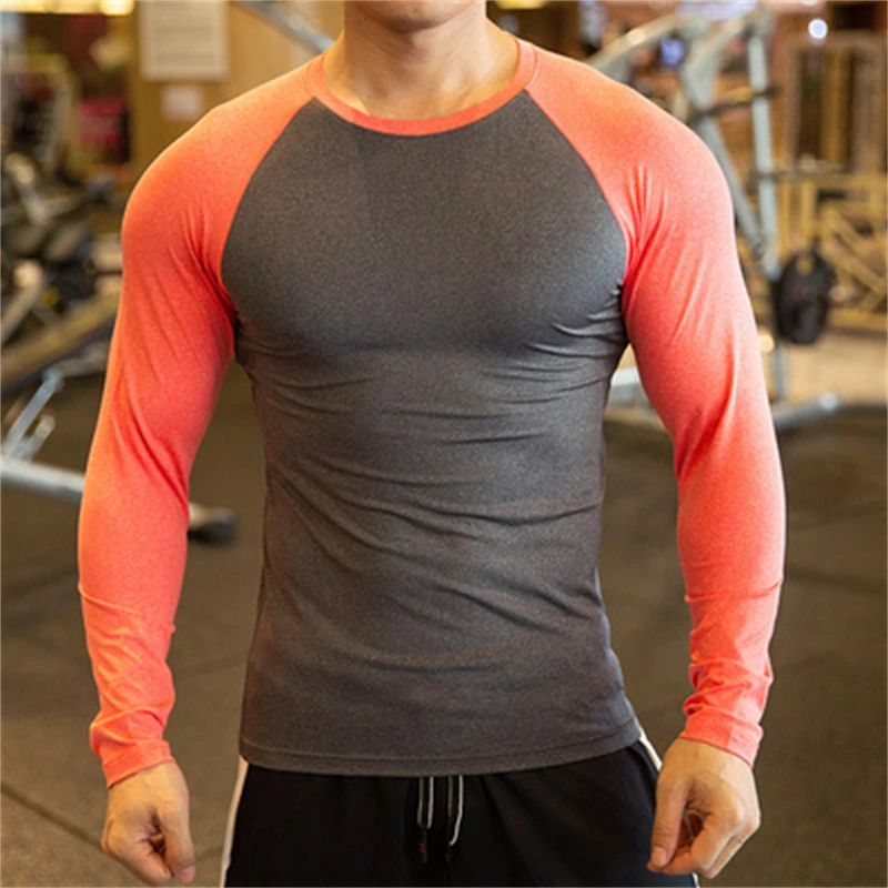 Compressiton Tight Long Sleeve T-shirts Quick Dry Bodybuilding Running T Shirt For Men Fitness Training Breathable Shaper Tees